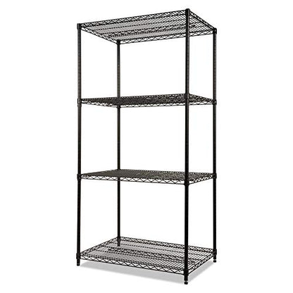 Alera ALE Industrial Heavy-Duty Wire Shelving Starter Kit, 4-Shelf, 36w x 24d x 72h, Black - color: Black, size: 36w x 24d x 72h