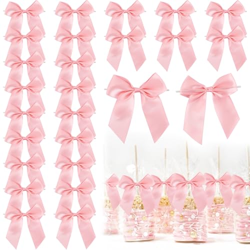 Baby Pink Pre-Made Twist Tie 4.5 Inch Gift Wrap Bows 24 Counts - color: Pink