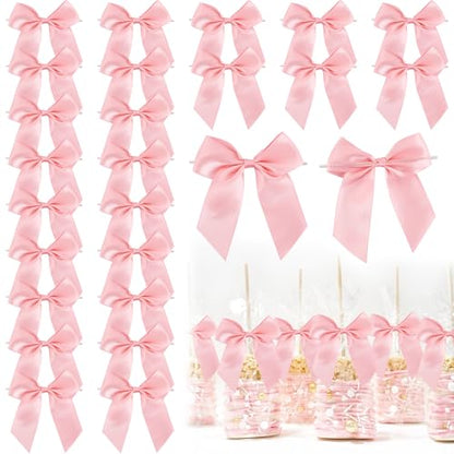 Baby Pink Pre-Made Twist Tie 4.5 Inch Gift Wrap Bows 24 Counts - color: Pink
