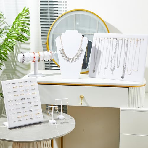Henoyso 22 Pcs VelvetJewelry Display for Vendors Necklace Bust Holder - color: White