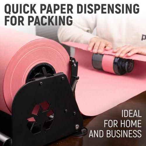 18" Paper Dispenser with Cutter + Pink Kraft Paper Roll - color: Pink, size: 1 Roll + Dispenser