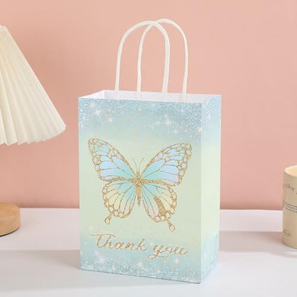 piqiya 24pcs Butterfly Birthday Goodie Bags,Party Favor Gift Bags,Colorful Gift Bag for Baby Shower, Wedding - color: butterfly mix