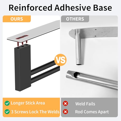Jesginboo Under Cabinet Paper Towel Holder, Adhesive, Matte Black - color: Black