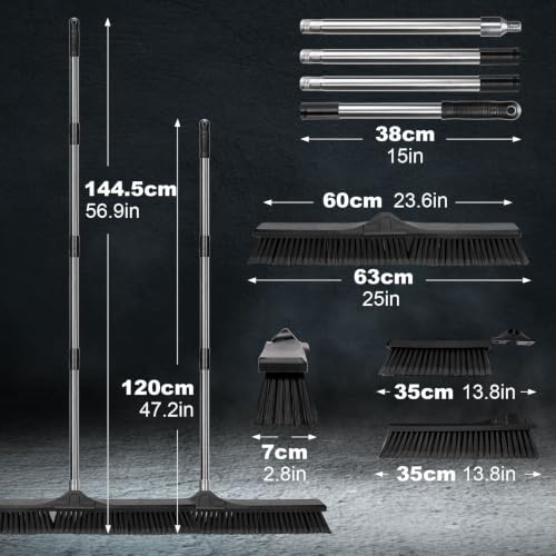 Masthome 24.8" Push Broom Heavy Duty Outdoor Stiff Bristle for Garage&Patio - color: Push Broom-black