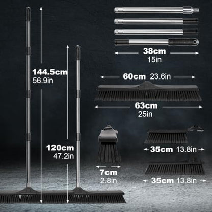 Masthome 24.8" Push Broom Heavy Duty Outdoor Stiff Bristle for Garage&Patio - color: Push Broom-black