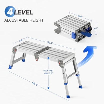 Loyoda Folding Work Platform for Adults, Portable Aluminum Step Stool 500lb - size: Medium