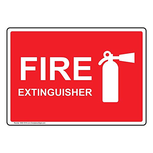ComplianceSigns.com Fire Extinguisher Sign, 7x5 inch Plastic for Fire Safety/Equipment - color: Red