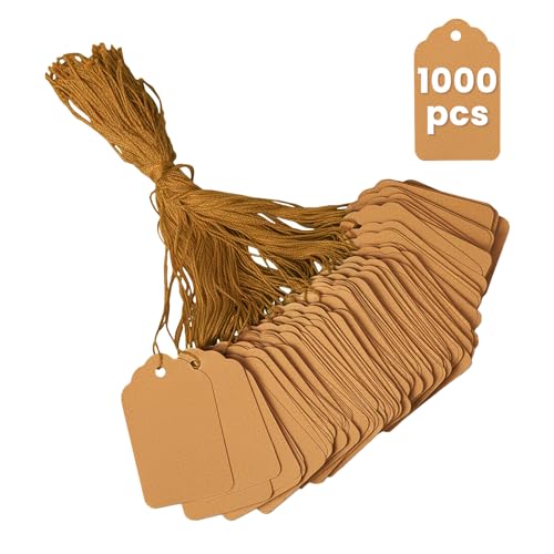 1.75x1.1 Inches Brown Price Tags with String 1000 Pack - color: Brown, size: 1.75x1.1