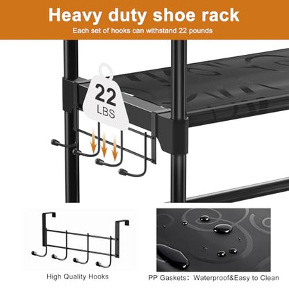 WOWLIVE 9 Tier 2-Column Shoe Rack, 30-35 Pairs Stackable Black - color: Black, size: 2 Row 9 Tier