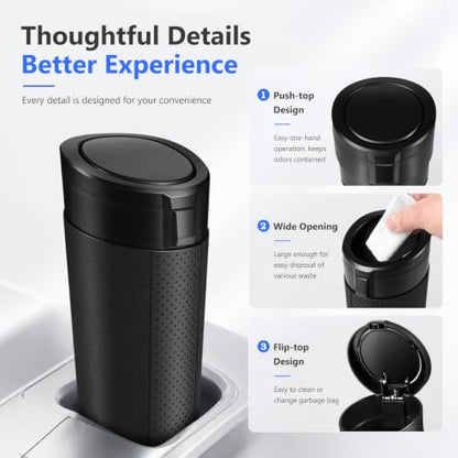 Car Trash Can with Lid, Leakproof, Mini, 1 Pack, Black - color: Black 01