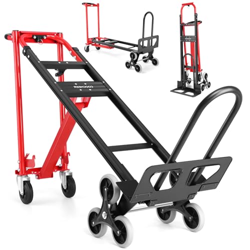 4-in-1 Hand Truck Dolly/Stair Climbing Cart,Convertible Platform Cart Red - color: Red
