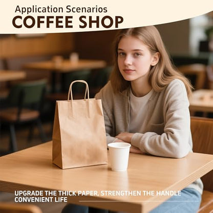 YEEHAW 100 pcs Brown Paper Gift Bags with Handles, 8"x4.5"x10.8", Medium - color: Brown 8x4.5x10.8, size: 1 Count (Pack of 100)