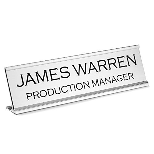 Providence Engraving Custom Engraved Name Plate with Aluminum Holder - size: 2" x 10"
