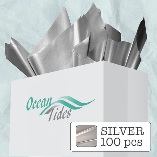 Tissue Paper for Gift Bags - 100 Sheets 14x20in Wrapping Paper, Silver - color: Silver, size: 100 Count, 14 x 20 in