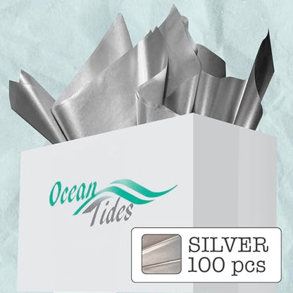 Tissue Paper for Gift Bags - 100 Sheets 14x20in Wrapping Paper, Silver - color: Silver, size: 100 Count, 14 x 20 in