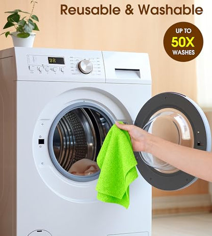 KitchLife Microfiber Cleaning Cloth Roll, 100 Pack - Tear-Away Microfiber Paper Towels, Lint-Free, Reusable, Washable for Kitchen, Car, Dishes, and Sensitive Surfaces (Neon Green) - color: Neon Green, size: 100 Pack