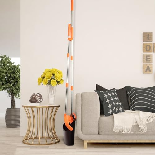 2-Pack Broom and Dustpan Combo Set, Long Handle, Brown Orange - color: Brown Orange 2-pack