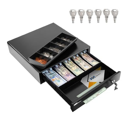 HK SYSTEMS 16inch Heavy Duty POS Cash Drawer with 5Bill/5Coin with Under Counter Mounting Metal Bracket - color: Black, size: 16inch+Bracket