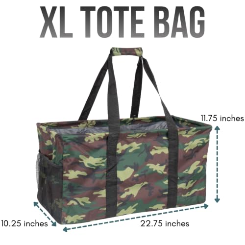 Extra Large Utility Tote Bag - Oversized Collapsible Beach Bag - Camo - color: Camo