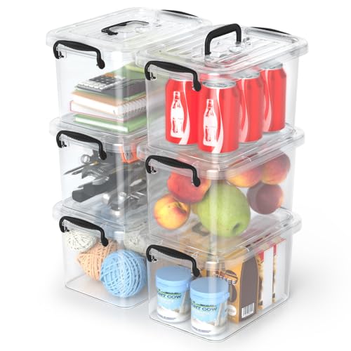 6 Pack 6 Qt Storage Bins with Lids,Small Storage Box with Latches
