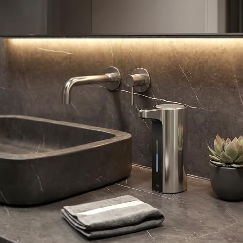 EKO Aroma Pro 13.5 fl oz Touchless Automatic Liquid Soap Dispenser, Rechargeable Hand & Dish Soap Dispenser for Bathroom and Kitchen, Waterproof, Adjustable Volume Control (Chrome Metallic) - color: Chrome Metallic, size: 13.5 oz