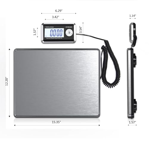 Shipping Scales 440lbs x 1.76oz Stainless Steel Large Platform,Small Business,Superlight High Accurate Postal Scales for Shipping Packages,Post Offices,Luggage Scale Battery and Adapter