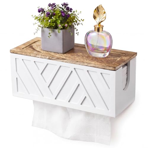 Domensi Paper Towel Dispenser Wall Mount Paper Towel Holder Solid Wood Trifold/C Fold/Z Fold Napkin Dispenser Farmhouse Decor for Bathroom Kitchen Home Living Room Office