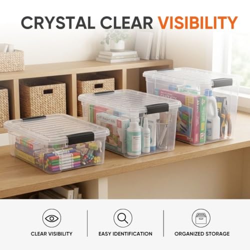 Superio 26.5 Quart Clear Plastic Storage Boxes with Lids, Stackable Organizer Containers, BPA-Free Storage Bins for Home, Office, School & Dorm, 2 Pack - size: 26 Quart