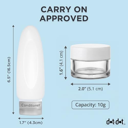 Dot&Dot Leak Proof Travel Bottles - Tubes for Liquid TSA Approved 3oz 10pc Silicone Toiletries Travel Shampoo & Conditioner Containers with Labels - color: 3oz 10pc - Gray/White/Black