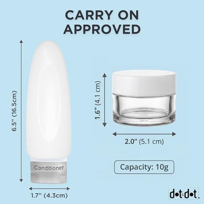 Dot&Dot Leak Proof Travel Bottles - Tubes for Liquid TSA Approved 3oz 10pc Silicone Toiletries Travel Shampoo & Conditioner Containers with Labels - color: 3oz 10pc - Gray/White/Black