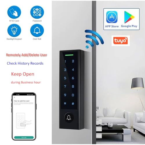 WiFi Remote Manage IP66 Watreproof Access Control Keypad Electric Strike Push Rod Lock for Panic Bar Smart Phone App Remote ADD/Delete User - style: PushBar Lock(Battery Support)