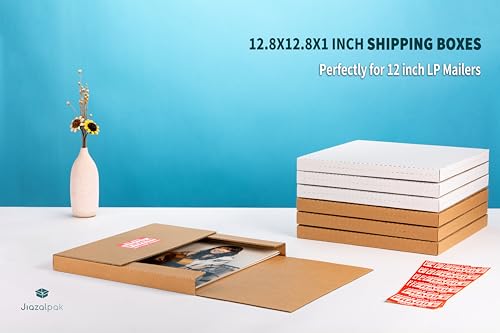 12-inch Vinyl Record Shipping Boxes, 12.8x12.8x1 inch, 50-Pack - size: 50 Pack