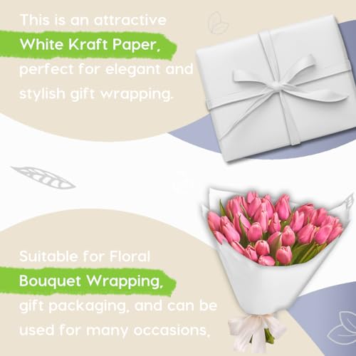 SMART&CASUAL 15" x 450" (37.5') Kraft Paper Roll for Art Craft Supplies Gift Wrapping Moving Packing Painting Drawing Paint Easel Poster Chart Paper (White, 15" W x 450" L (37.5')) - color: White, size: 15"W x 450"L ( 37.5' )