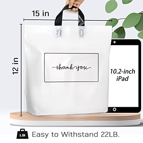 Thank You Shopping Bags - Soft Loop Handles White 50Pcs 12x15In - color: White, style: 12x15 in