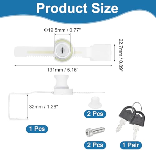 1.3" Luminous Sliding Glass Door Ratchet Lock Fit 0.79-1.18" White - color: White, size: 1.3"