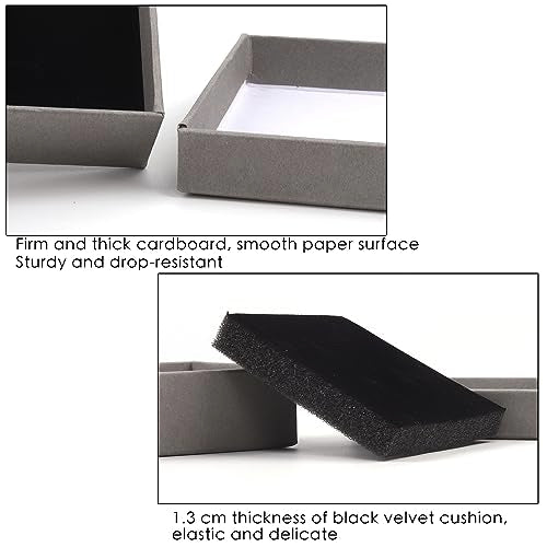 Coobbar Gift Box Necklace Earring Ring Box Gift Box,12 Pieces Square Cardboard Jewelry Gift Boxes,Cotton Filled Cardboard Paper Jewelry Box Gift Case (3.5x3.5x1.25 Inches) (Gray) - color: Gray