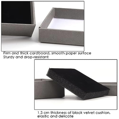 Coobbar Gift Box Necklace Earring Ring Box Gift Box,12 Pieces Square Cardboard Jewelry Gift Boxes,Cotton Filled Cardboard Paper Jewelry Box Gift Case (3.5x3.5x1.25 Inches) (Gray) - color: Gray