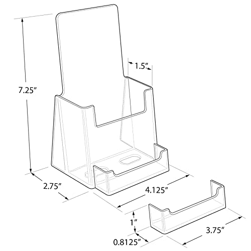 Azar Displays, 252922, Counter Brochure Holder for Trifold Flyers, Business Card or Gift Card Attachment, Advertisment Retail Display Stand, Countertop Literature Organizer, Acrylic, Clear, 10-Pack - size: 10-Pack, style: Business Card Pocket