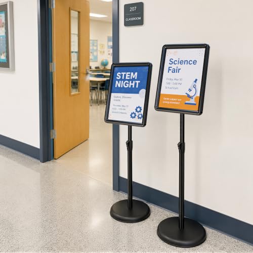 3Pack 8.5x11 Sign Holder Stand,Adjustable Floor Standing Sign Holder - color: Black, size: 8.5"x11"-3Pack
