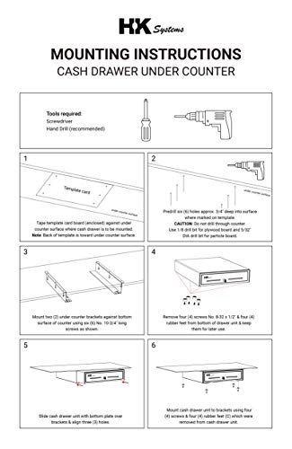 HK SYSTEMS Under Counter Mounting Metal Bracket for 13" Cash Drawer - size: 3. For 13" HK Drawer (Black)