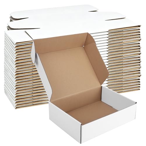 12x9x3 Inches Shipping Boxes Set of 25, White Corrugated Cardboard Boxes, Mailer Boxes for Small Business - size: 12x9x3 Inch