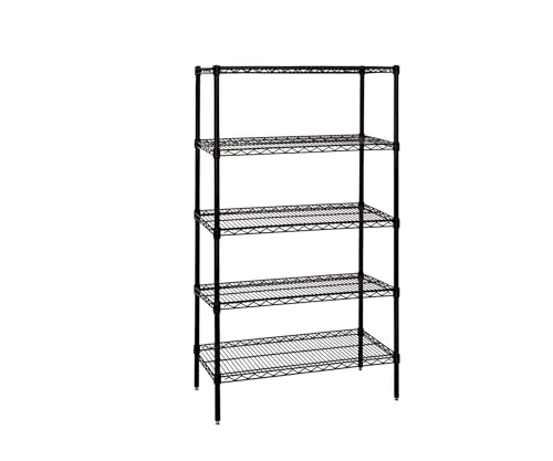 Quantum Storage Systems WR54-1454BK Wire Shelving Starter Kit, 54" W x 14" D x 54" H, 600 lbs Capacity, Carbon Steel, Epoxy Coated, Black, NSF - color: Black Epoxy, size: 54H x 54W x 14D