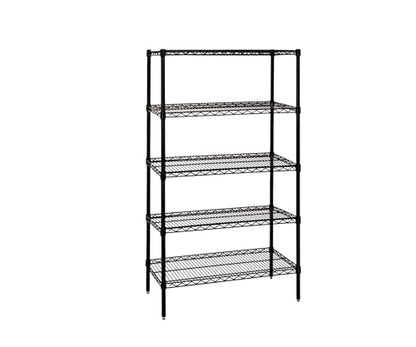 Quantum Storage Systems WR54-2142BK Wire Shelving Starter Kit, 42" W x 21" D x 54" H, 600 lbs Capacity, Carbon Steel, Epoxy Coated, Black, NSF - color: Black Epoxy, size: 54H x 42W x 21D