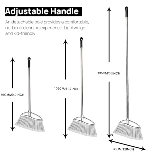 Outdoor Stiff Bristles Angle Broom Heavy Duty Sweeping Patio Broom with Long Handle for Garage Garden Commercial and Industrial