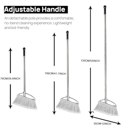 Outdoor Stiff Bristles Angle Broom Heavy Duty Sweeping Patio Broom with Long Handle for Garage Garden Commercial and Industrial
