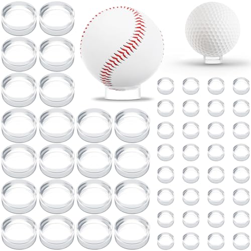 100 Pcs Baseball Holder Ring Stand 0.6/1.22 Inch Round Acrylic Stands, Small Display Stand Ring Clear Sphere Holder for Small Balls, Baseball, Golf Ball, Crystal Ball, Egg Stand, Marble, Softball - size: Stand: 0.6 1.22 in-100 pcs