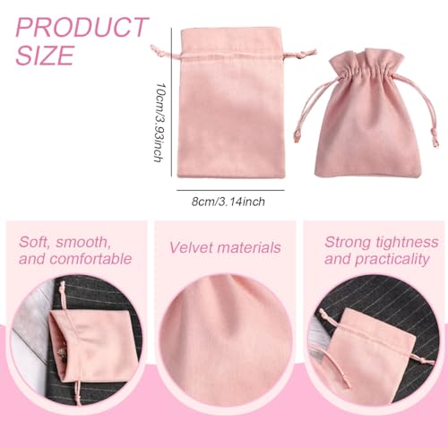 Bcasfeii 20 Pcs Pink Velvet Drawstring Bags,3.2"x3.9"inch Cloth Gift Pouch,Candy Gift Bags Jewelry Pouches for Valentine Wedding Birthday Party Christmas Bridal Shower - size: 3.15"x3.94"