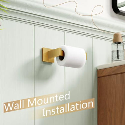 KOKOSIRI Gold Toilet Paper Holder Toilet Roll Holder for Bathroom Kitchen Washroom T-304 Stainless Steel Wall Mounted, 2 Pack, B2003BG-P2 - color: Brushed Gold, size: Without Shelf(2 Pack)