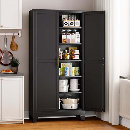 pozdeg 75" Black Widen Tall Steel Garage Storage Cabinet - color: Black, size: 17.99"D x 35.98"W x 75"H