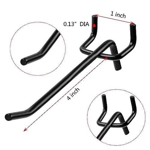 50 Pack Stainless Steel Pegboard Hooks, Hanging Peg Board Holders Peg Board Shelving Hooks 4 Inch Metal Display Hooks for Garage Storage Organizer(Black)